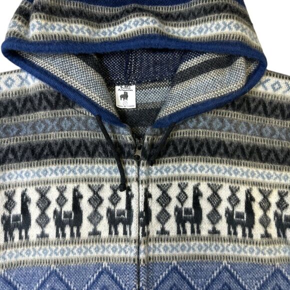 Kuri Artesanias Alpaca Wool Hoodie Sweater Llama Womens Sz M Zip Up Ecuador - Picture 8 of 12